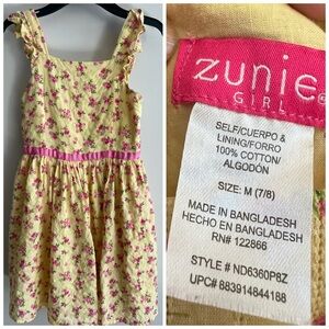 Zunie Yellow Dress with Pink Floral Design